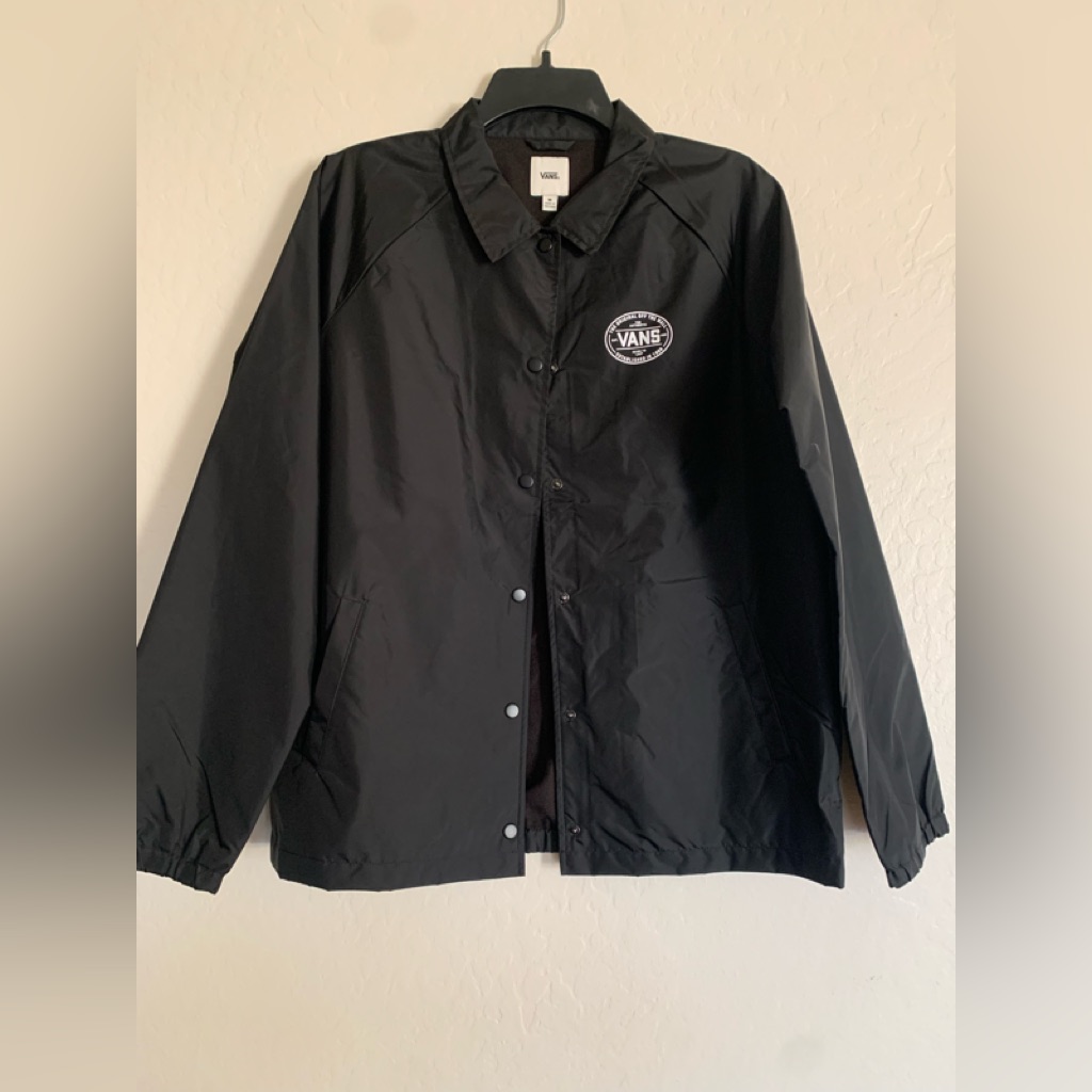 Mens Vans Windbreaker Black Jacket Size Medium